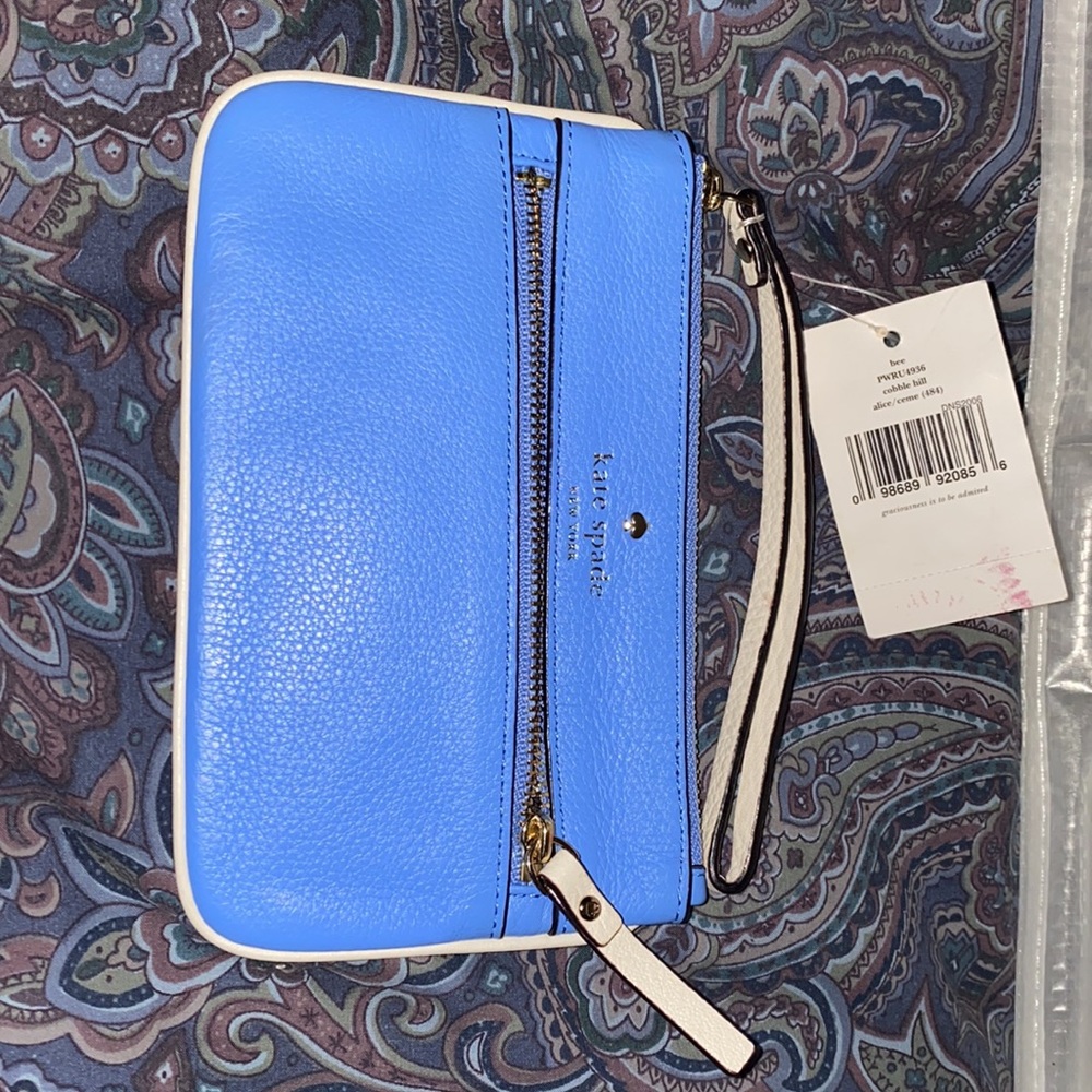 Kate Spade cobble blue clutch